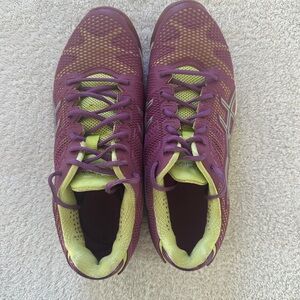 Asics Purple and Yellow Athletic Shoes for Running